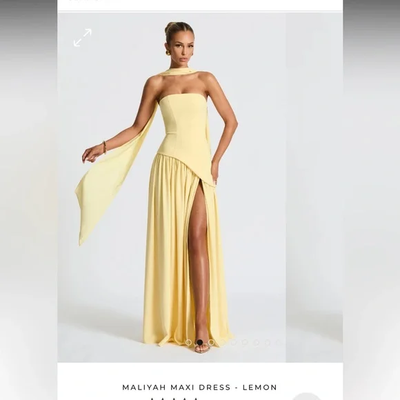 Maliyah Strapless Maxi Dress in Lemon - Picture 1 of 5